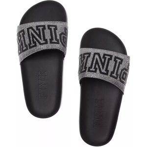 Vs/pink silver glitter sparkly comfort slides